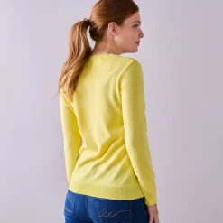 Trui En Vest<Blancheporte Effen trui met ronde hals, zachte touch lichtgeel