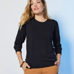 Trui En Vest<Blancheporte Effen trui met ronde hals, zachte touch zwart