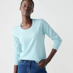 Trui En Vest<Blancheporte Effen trui met ronde hals, zachte touch watergroen