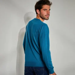 Trui En Vest<Blancheporte Effen trui met ronde hals petroleumblauw