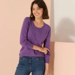 Trui En Vest<Blancheporte Effen trui met ronde hals, zachte touch parma