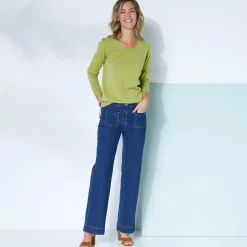 Trui En Vest<Blancheporte Effen trui met ronde hals, zachte touch mosgroen
