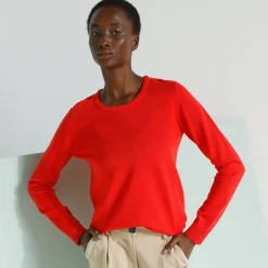 Trui En Vest<Blancheporte Effen trui met ronde hals, zachte touch rood