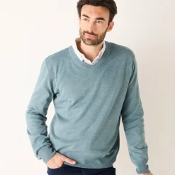 Trui En Vest<Blancheporte Effen trui met V-hals chiné aqua