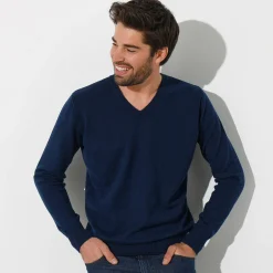 Feestoutfits Heren|Trui En Vest<Blancheporte Effen trui met V-hals marine