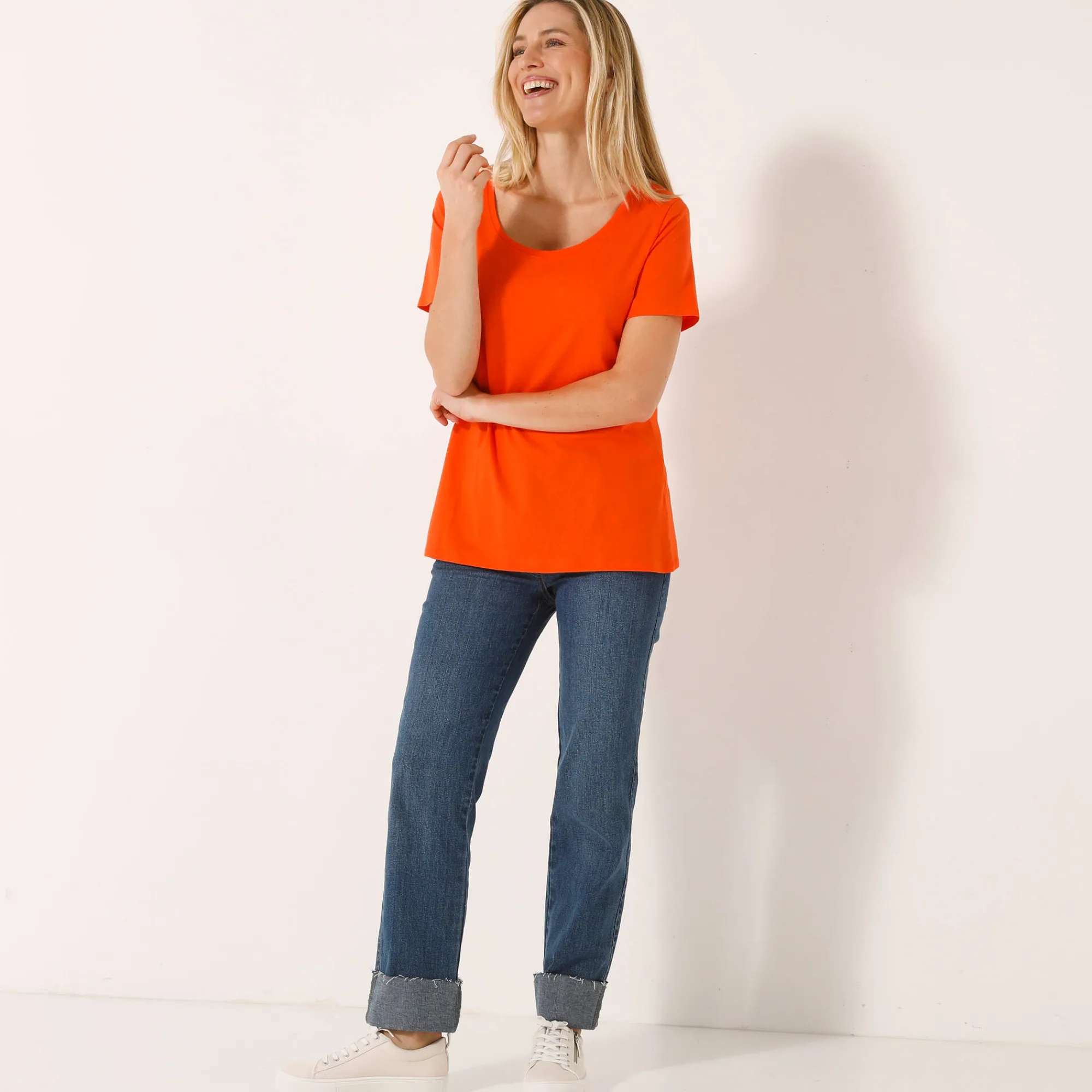 T-Shirt En Topje<Blancheporte Effen T-shirt in biokatoen met ronde hals, eco-verantwoord oranje