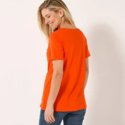 T-Shirt En Topje<Blancheporte Effen T-shirt in biokatoen met ronde hals, eco-verantwoord oranje