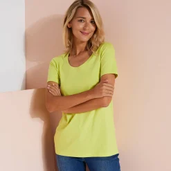 T-Shirt En Topje<Blancheporte Effen T-shirt in biokatoen met ronde hals, eco-verantwoord anijs