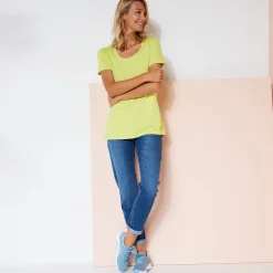 T-Shirt En Topje<Blancheporte Effen T-shirt in biokatoen met ronde hals, eco-verantwoord anijs