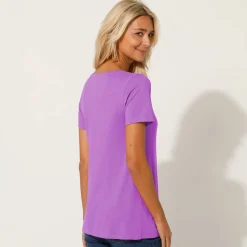 T-Shirt En Topje<Blancheporte Effen T-shirt in biokatoen met ronde hals, eco-verantwoord violine