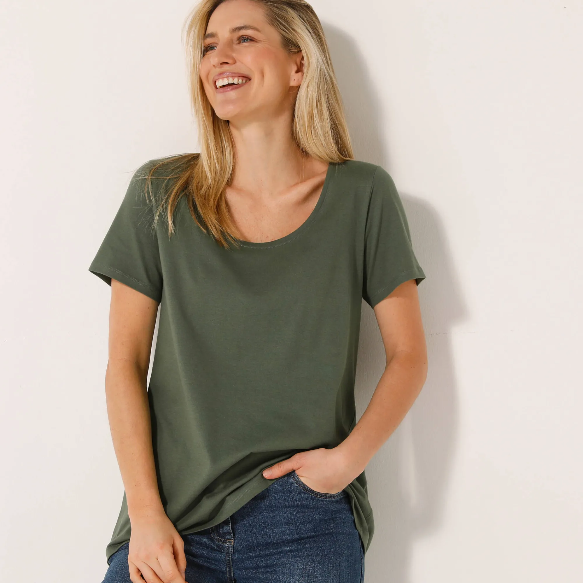 T-Shirt En Topje<Blancheporte Effen T-shirt in biokatoen met ronde hals, eco-verantwoord bronskleur
