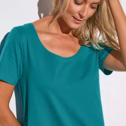 T-Shirt En Topje<Blancheporte Effen T-shirt in biokatoen met ronde hals, eco-verantwoord eendenblauw