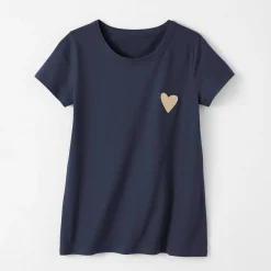 T-Shirt En Topje<Blancheporte Effen T-shirt met 'hart' borduursel, korte mouwen marine