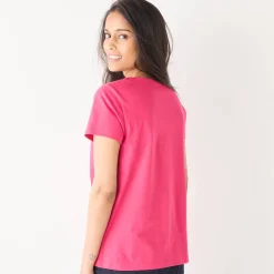 T-Shirt En Topje<Blancheporte Effen T-shirt met 'hart' borduursel, korte mouwen roze