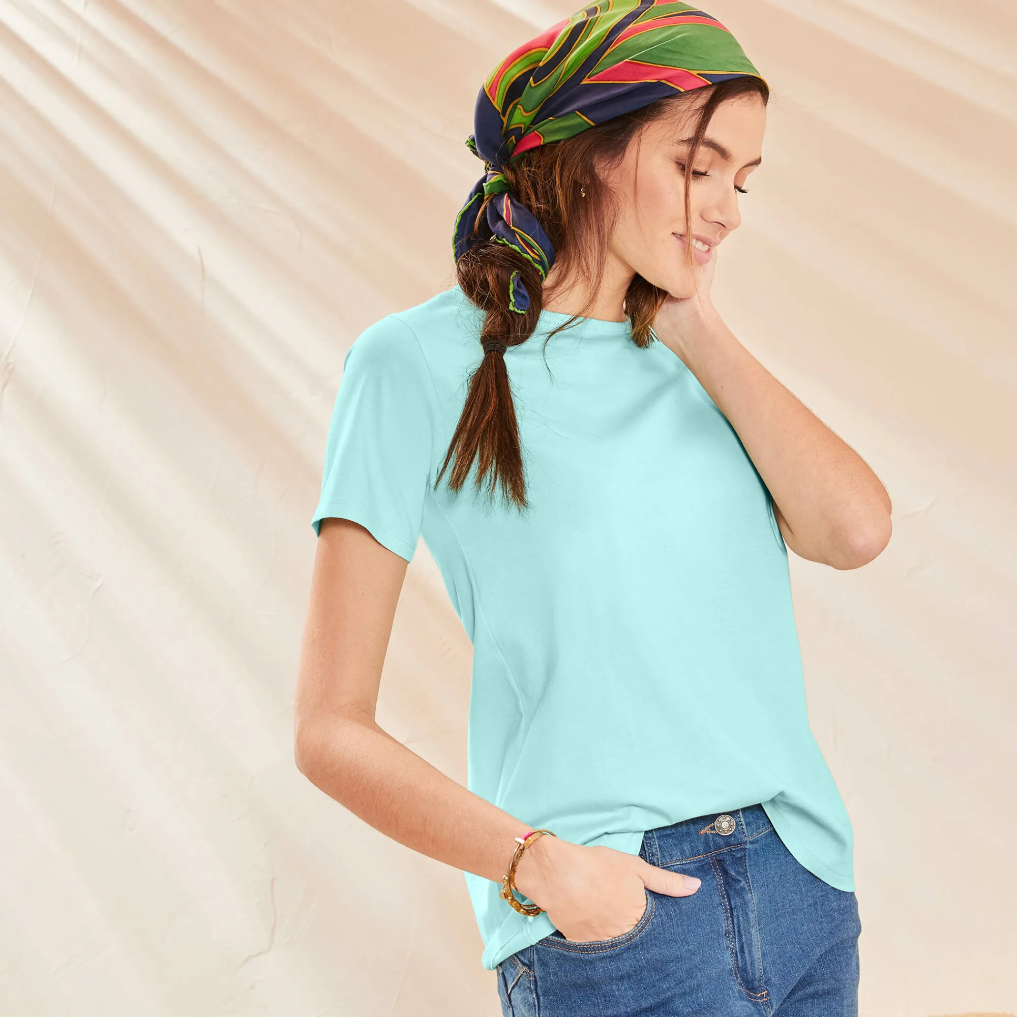 T-Shirt En Topje<Blancheporte Effen T-shirt met korte mouwen aqua