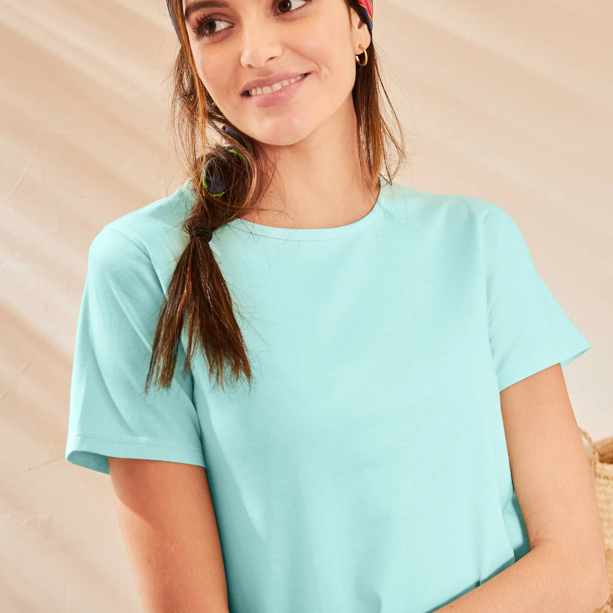 T-Shirt En Topje<Blancheporte Effen T-shirt met korte mouwen aqua