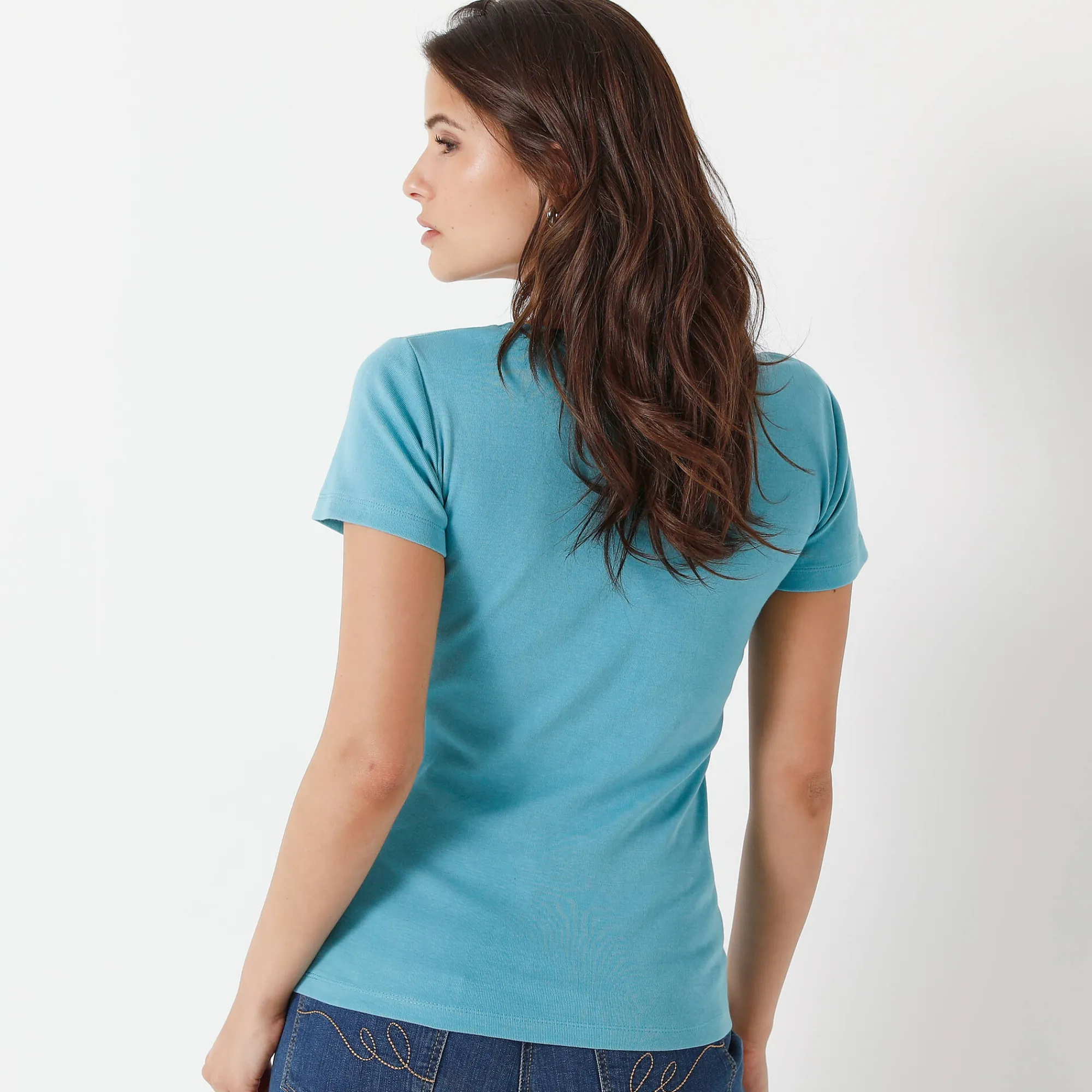 T-Shirt En Topje<Blancheporte Effen T-shirt met korte mouwen en ronde hals in biokatoen(**) celadon