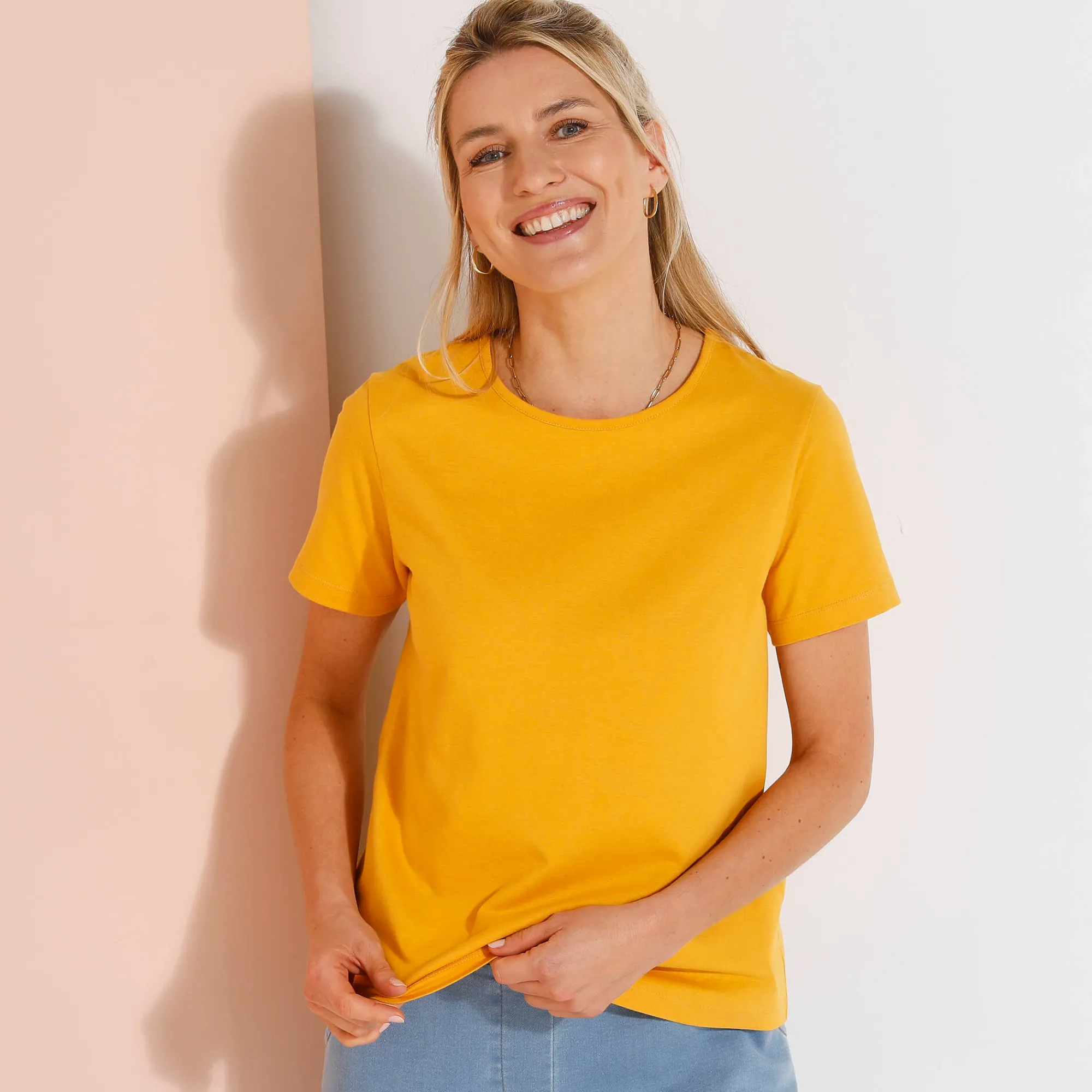 T-Shirt En Topje<Blancheporte Effen T-shirt met korte mouwen honing