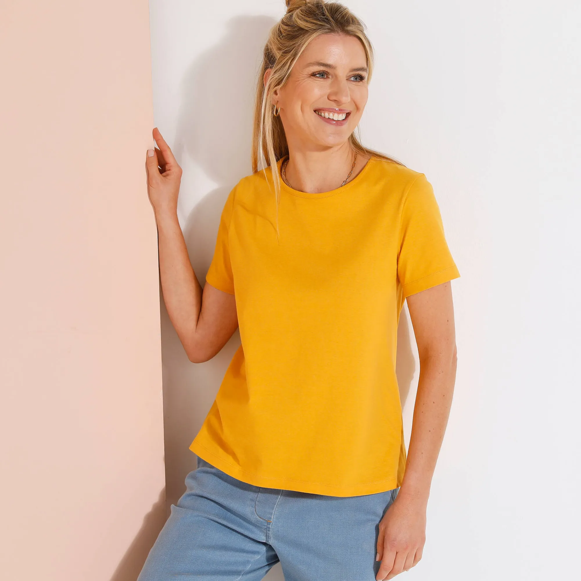 T-Shirt En Topje<Blancheporte Effen T-shirt met korte mouwen honing
