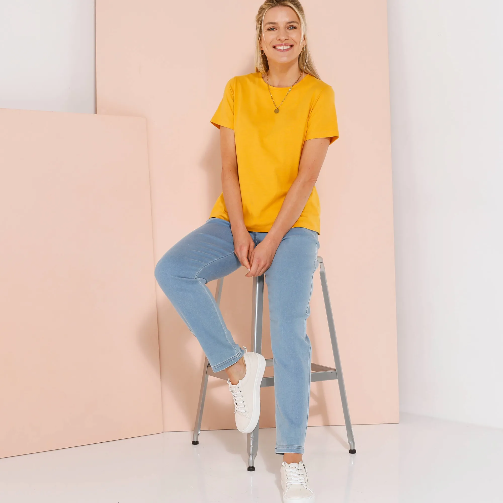 T-Shirt En Topje<Blancheporte Effen T-shirt met korte mouwen honing