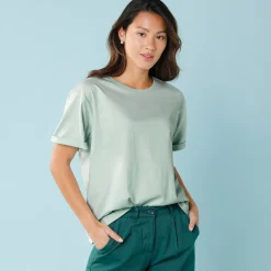 T-Shirt En Topje<Blancheporte Effen T-shirt met korte mouwen, kleine lengtes grijsgroen