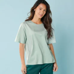 T-Shirt En Topje<Blancheporte Effen T-shirt met korte mouwen, kleine lengtes grijsgroen