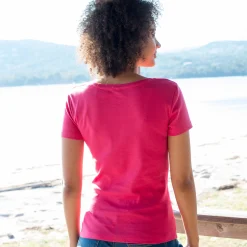 T-Shirt En Topje<Blancheporte Effen T-shirt met korte mouwen en ronde hals in biokatoen(**) framboos