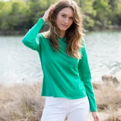 T-Shirt En Topje<Blancheporte Effen T-shirt met lange mouwen muntgroen