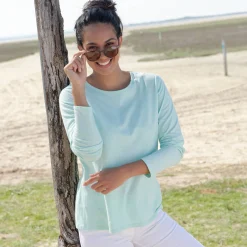 T-Shirt En Topje<Blancheporte Effen T-shirt met lange mouwen aqua