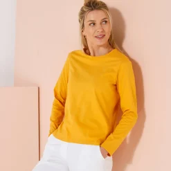 T-Shirt En Topje<Blancheporte Effen T-shirt met lange mouwen honing