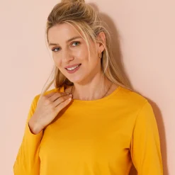 T-Shirt En Topje<Blancheporte Effen T-shirt met lange mouwen honing