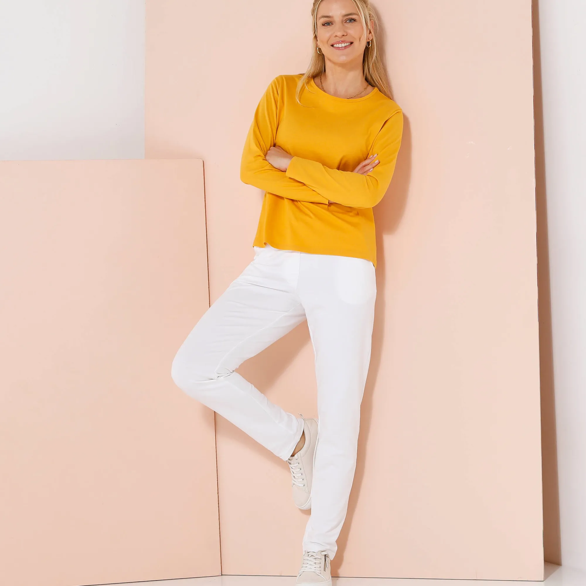 T-Shirt En Topje<Blancheporte Effen T-shirt met lange mouwen honing