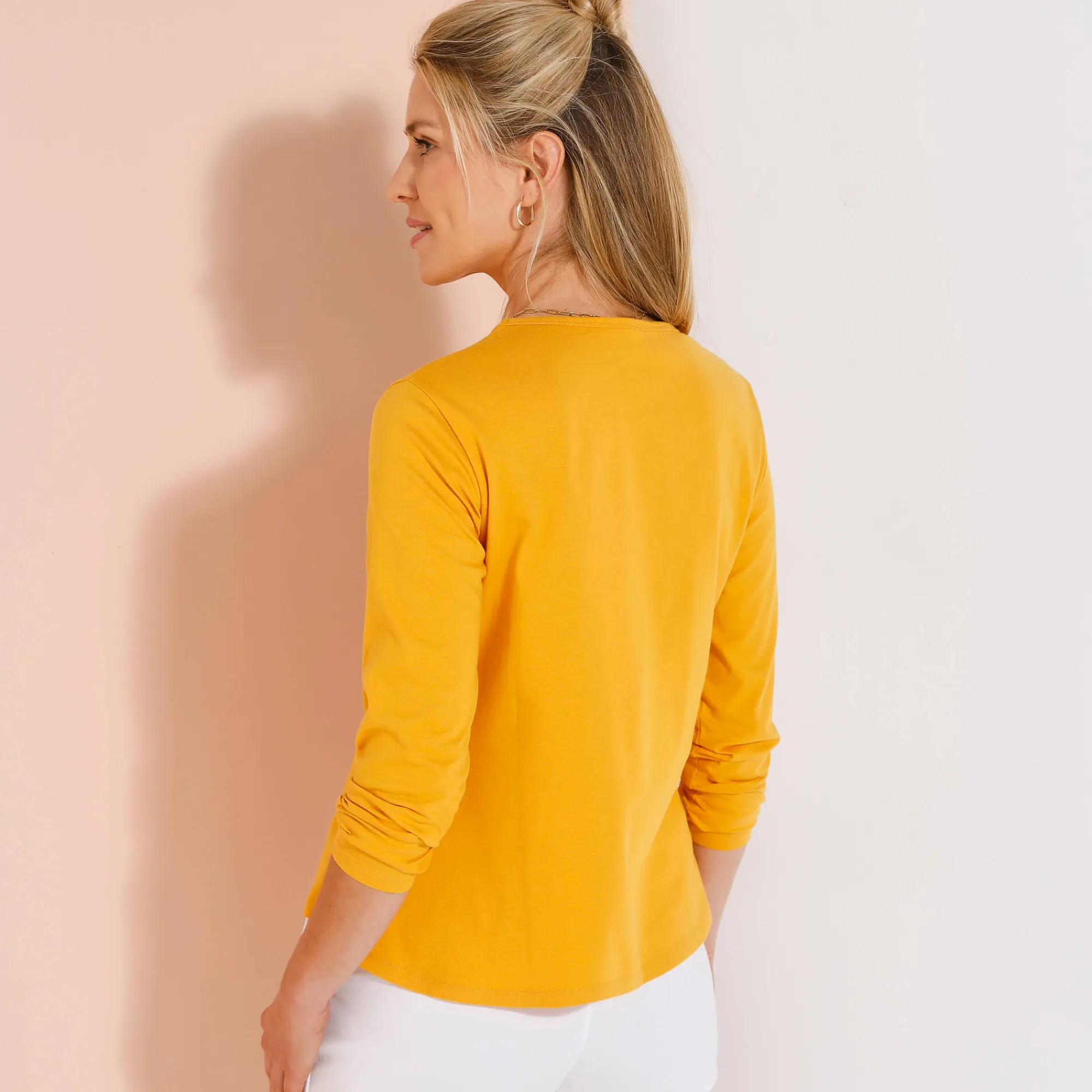 T-Shirt En Topje<Blancheporte Effen T-shirt met lange mouwen honing