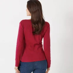 T-Shirt En Topje<Blancheporte Effen T-shirt met lange mouwen in biokatoen(**) pruim