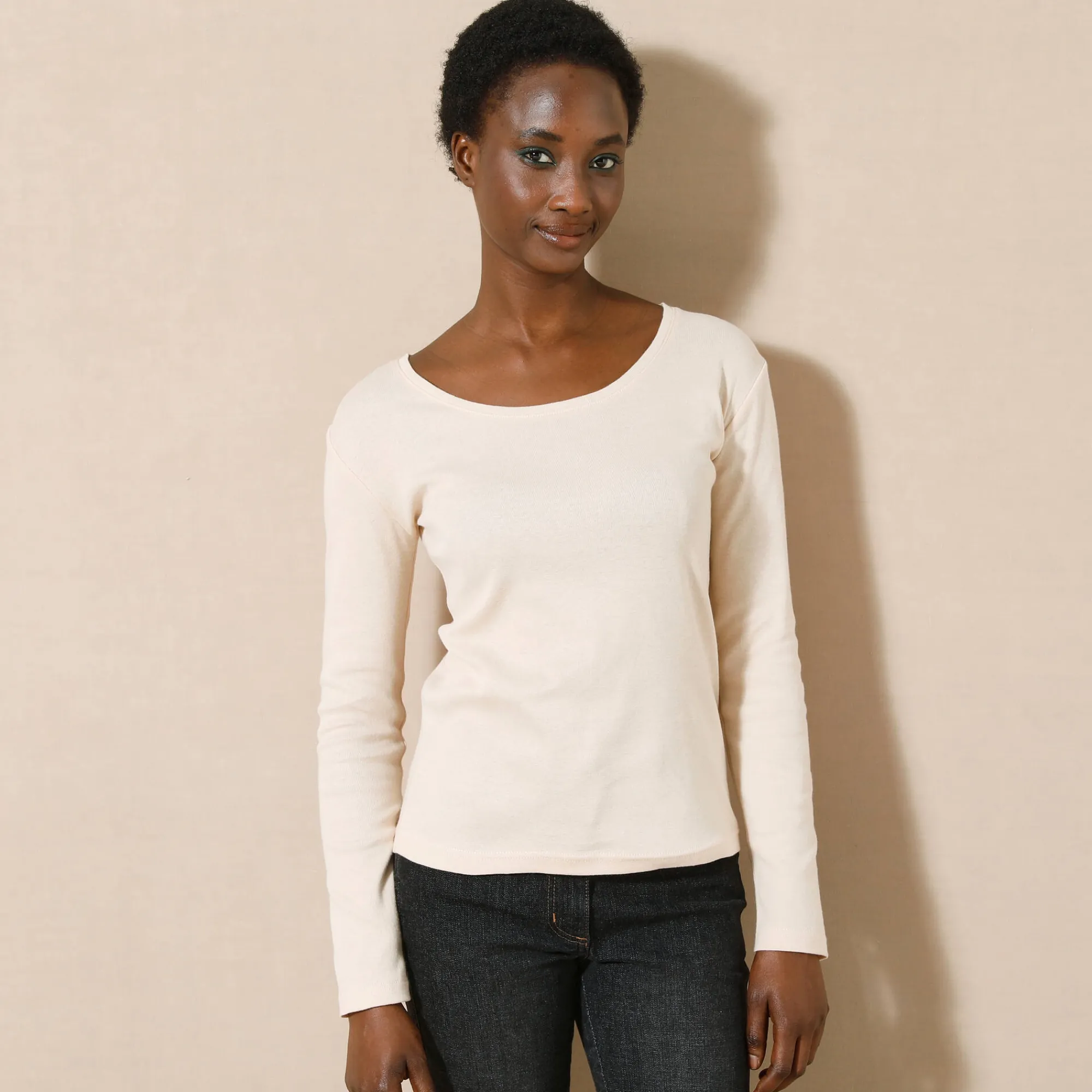 T-Shirt En Topje<Blancheporte Effen T-shirt met lange mouwen in biokatoen(**) beige