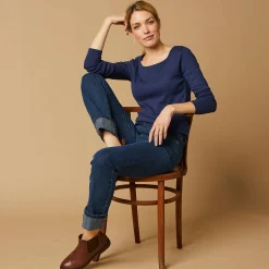 T-Shirt En Topje<Blancheporte Effen T-shirt met lange mouwen in biokatoen(**) marine