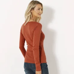 T-Shirt En Topje<Blancheporte Effen T-shirt met lange mouwen in biokatoen(**) roestbruin