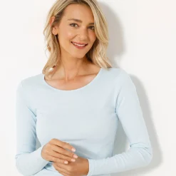 T-Shirt En Topje<Blancheporte Effen T-shirt met lange mouwen in biokatoen(**) hemelsblauw