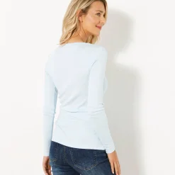 T-Shirt En Topje<Blancheporte Effen T-shirt met lange mouwen in biokatoen(**) hemelsblauw