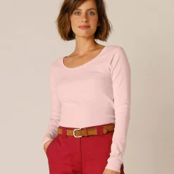 T-Shirt En Topje<Blancheporte Effen T-shirt met lange mouwen in biokatoen(**) poederroze