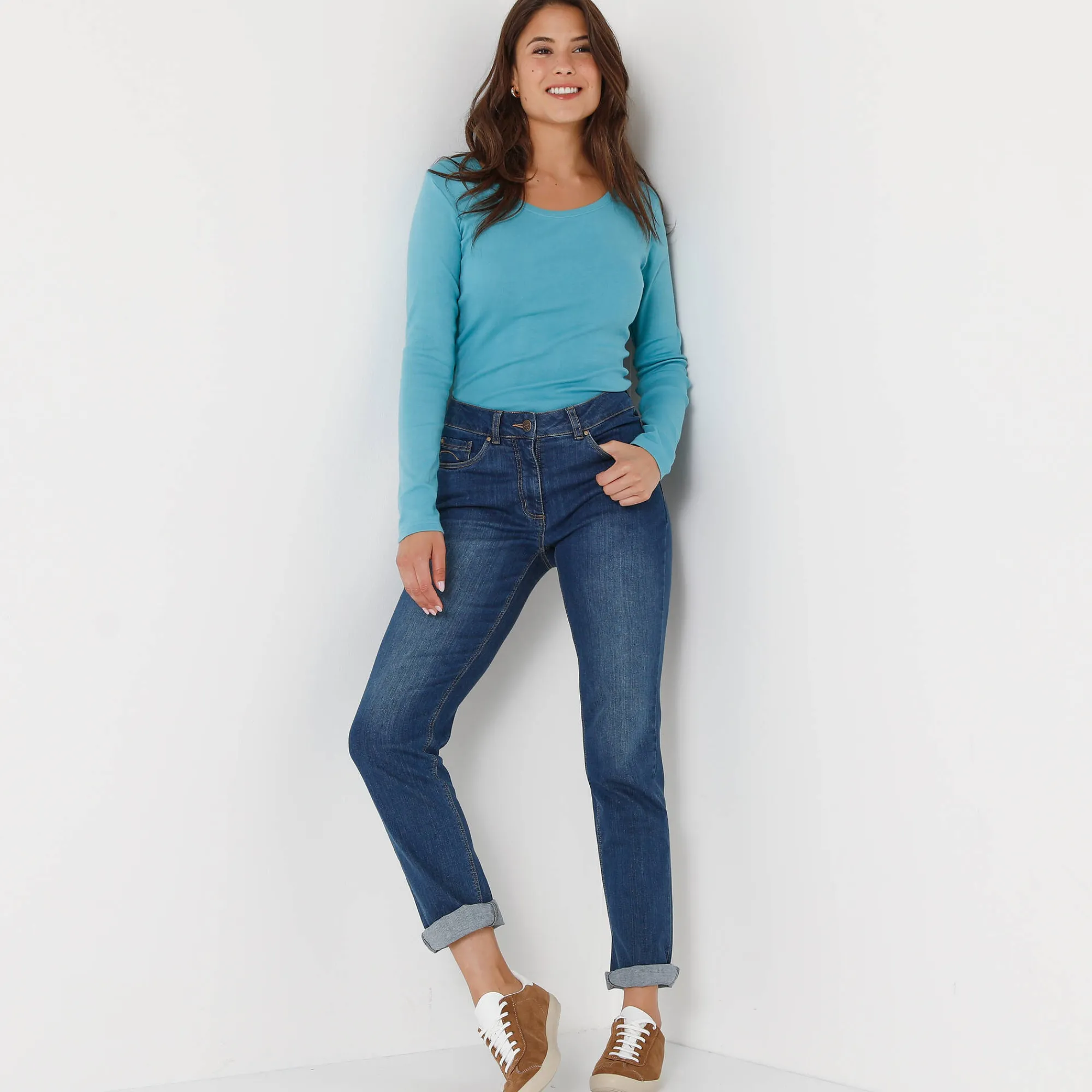 T-Shirt En Topje<Blancheporte Effen T-shirt met lange mouwen in biokatoen(**) celadon