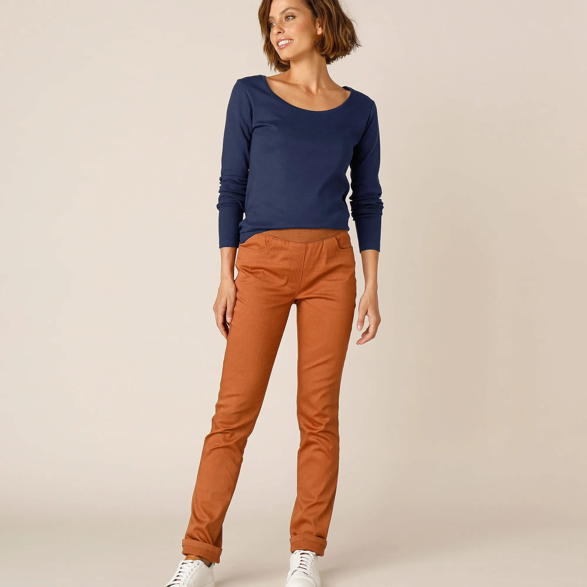T-Shirt En Topje<Blancheporte Effen T-shirt met lange mouwen in biokatoen(**) marine