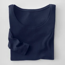 T-Shirt En Topje<Blancheporte Effen T-shirt met lange mouwen in biokatoen(**) marine