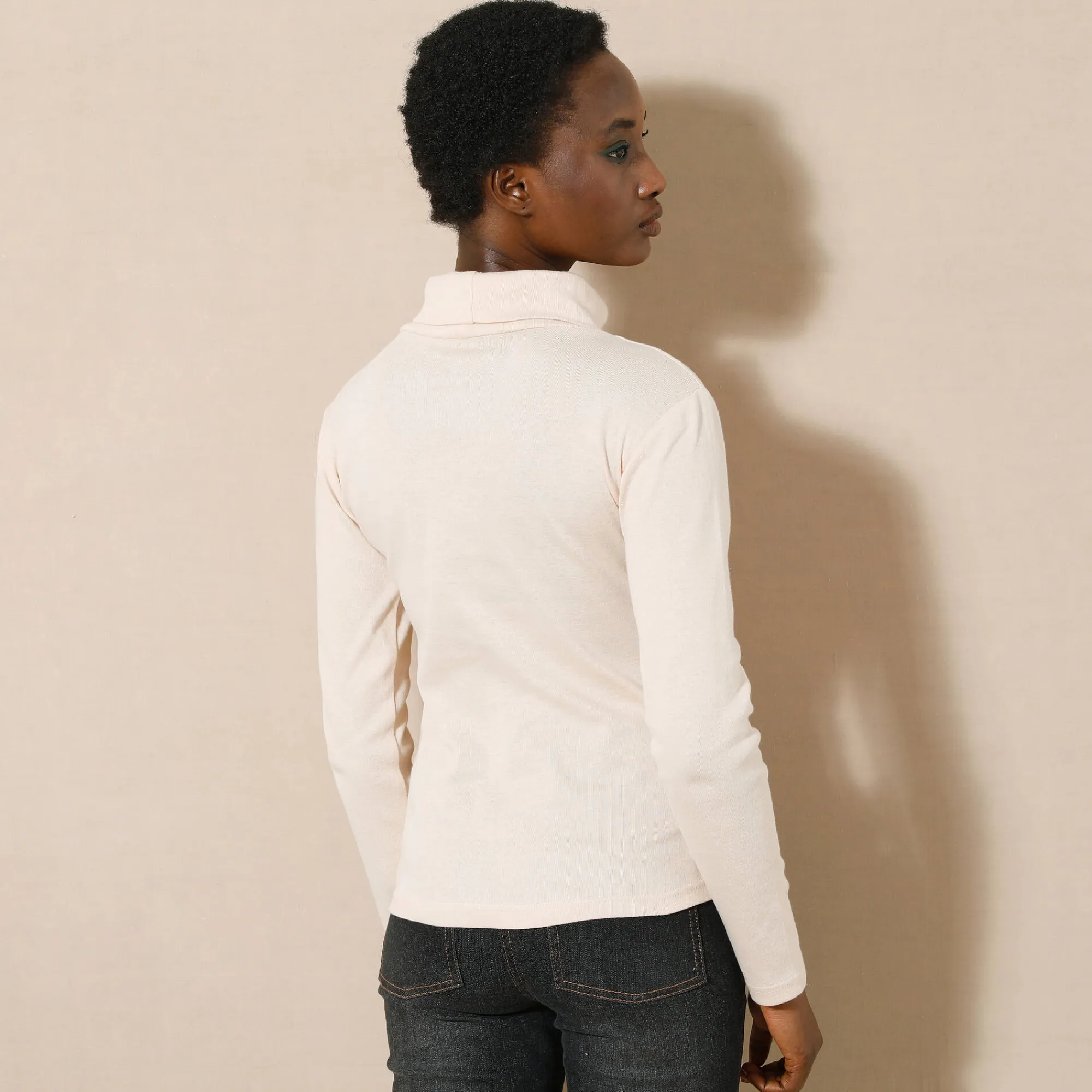T-Shirt En Topje<Blancheporte Effen T-shirt met opstaande hals in biokatoen(**) beige