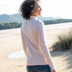T-Shirt En Topje<Blancheporte Effen T-shirt met opstaande hals in biokatoen(**) poederroze