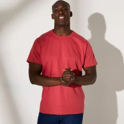T-Shirt, Hemd En Polo<Blancheporte Effen T-shirt met ronde hals en korte mouwen - biologisch katoen grijzig koraal