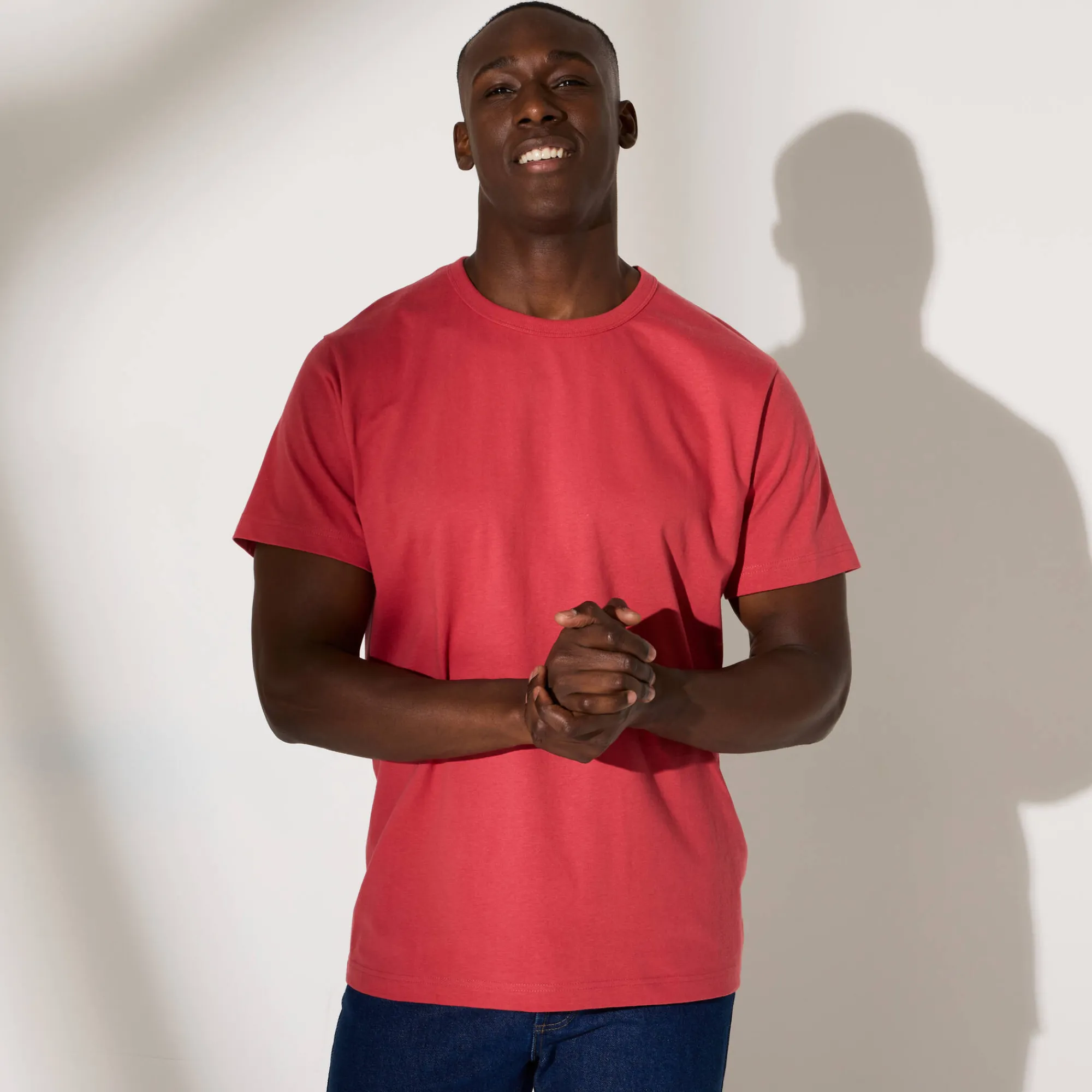 T-Shirt, Hemd En Polo<Blancheporte Effen T-shirt met ronde hals en korte mouwen - biologisch katoen grijzig koraal