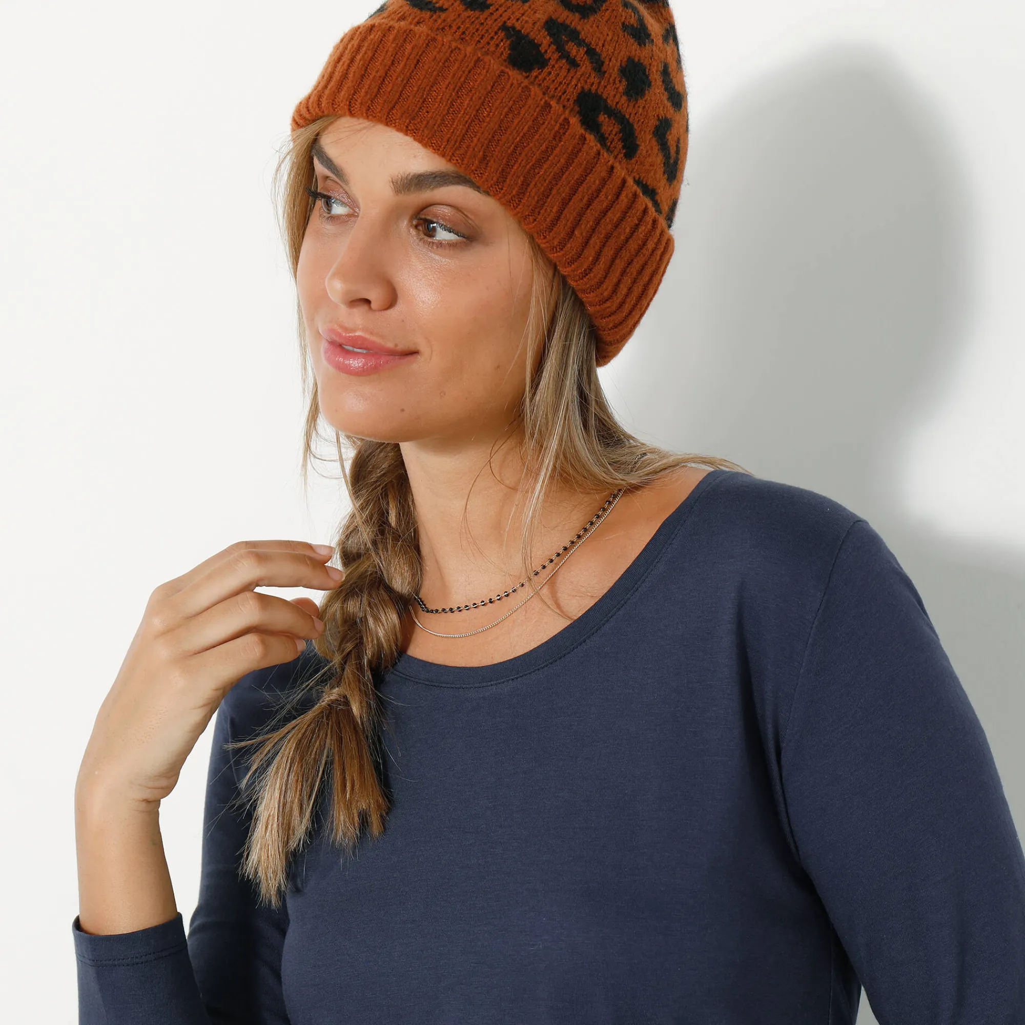 T-Shirt En Topje<Blancheporte Effen T-shirt met ronde hals en lange mouwen marine