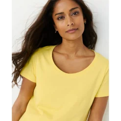 T-Shirt En Topje<Blancheporte Effen T-shirt met ronde hals en korte mouwen, katoen lichtgeel