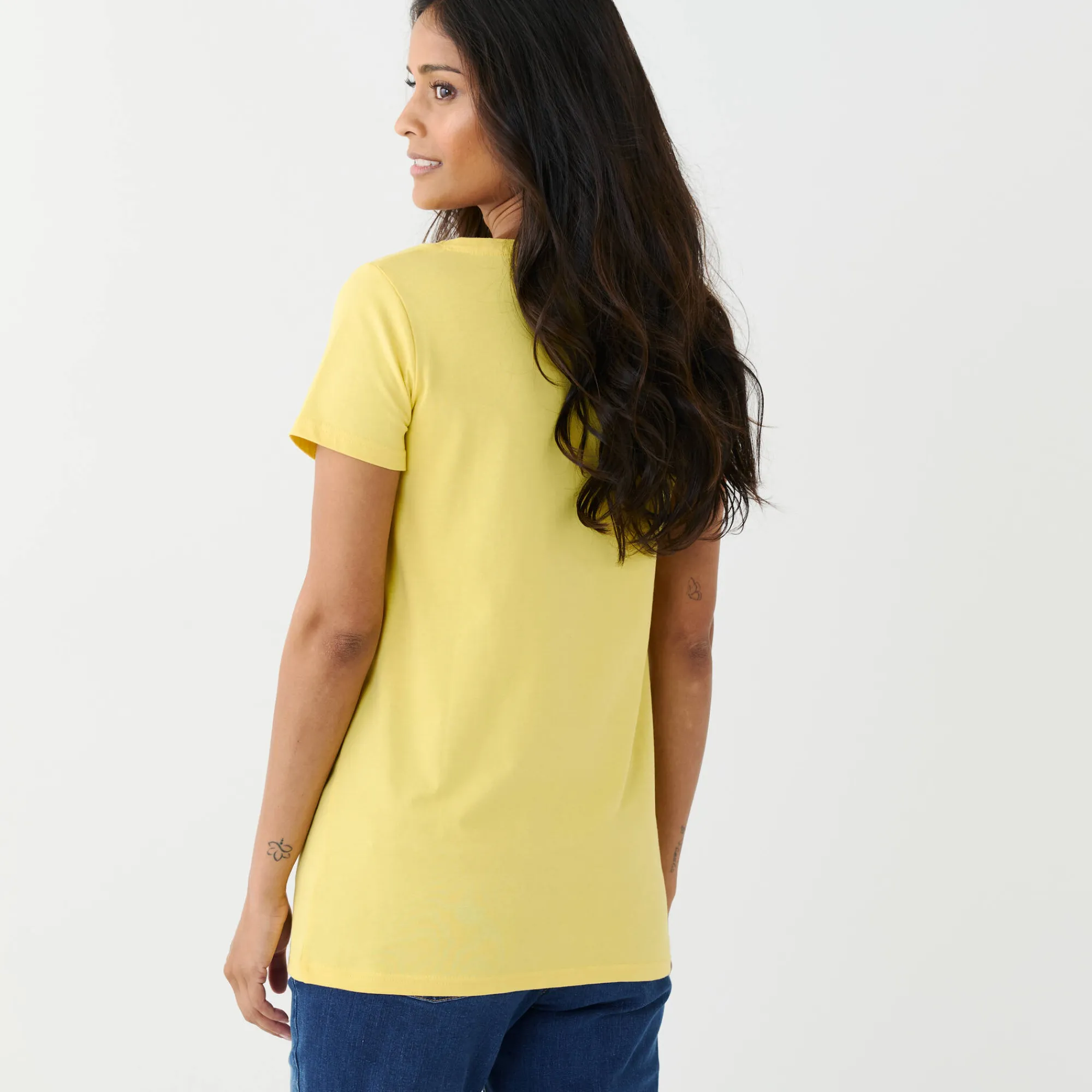 T-Shirt En Topje<Blancheporte Effen T-shirt met ronde hals en korte mouwen, katoen lichtgeel